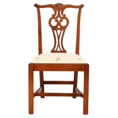 Vintage Baker Furniture Style Georgian Carved Mahogany Dining Chair or Side Chair