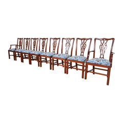 Baker Furniture Style Georgian Carved Mahogany Dining Chairs, Set of Eight Baker Furniture Style Georgian Carved Mahogany Dining Chairs, Set of Eight