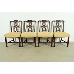 Baker Furniture Style Georgian Carved Mahogany Dining Chairs, Set of Four