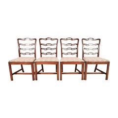Baker Furniture Style Georgian Carved Mahogany Dining Chairs, Set of Four