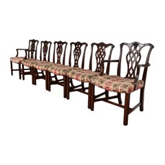 Chaises de salle à manger de style Baker Furniture en acajou sculpté géorgien, ensemble de six pièces
