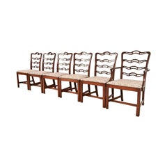 Baker Furniture Style Georgian Carved Mahogany Dining Chairs, Set of Six