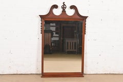 Baker Furniture Style Georgian Carved Mahogany Framed Wall Mirror, Circa 1940s