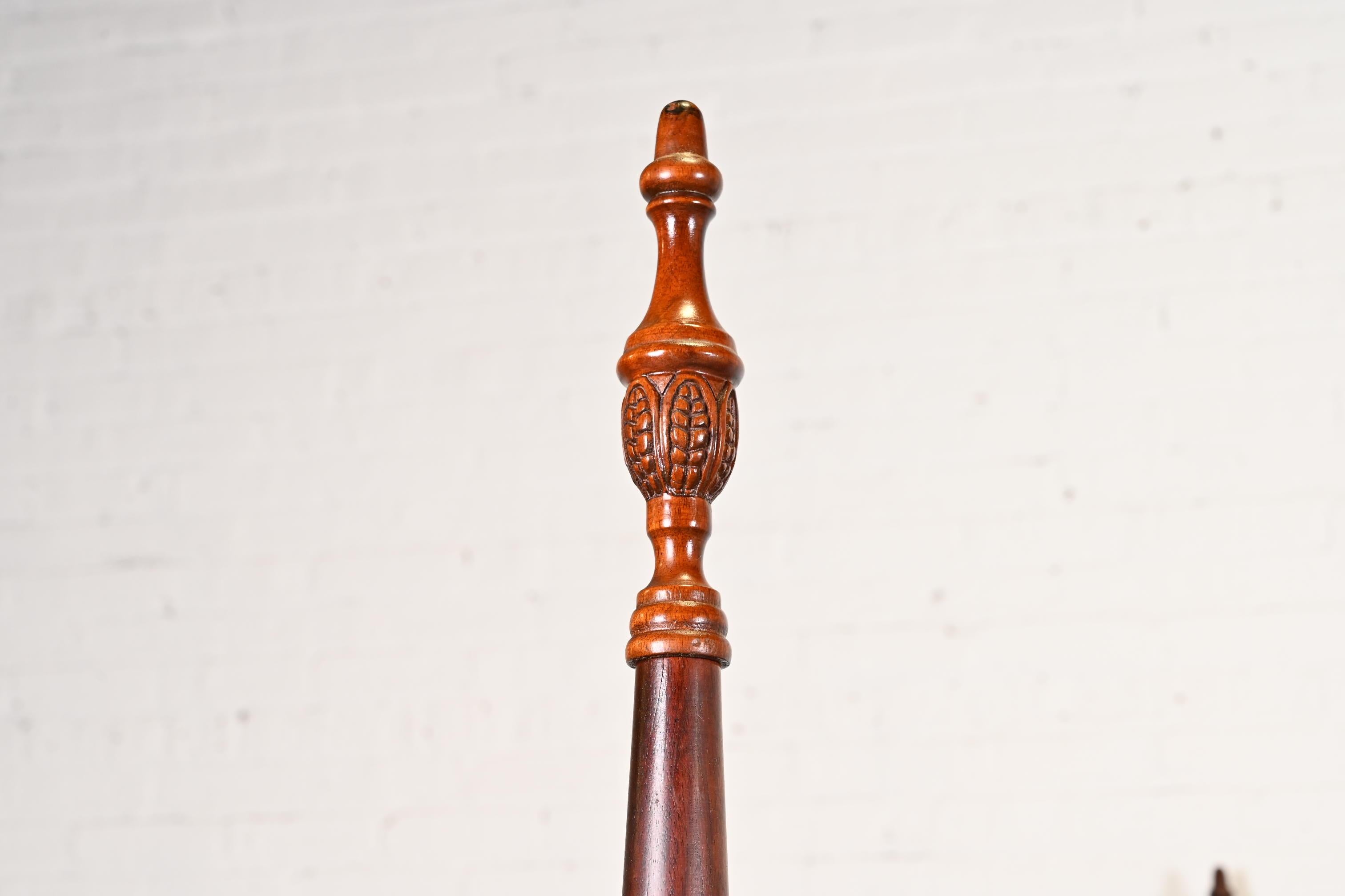Baker Furniture Style Georgian Carved Mahogany King Size Poster Bed 1