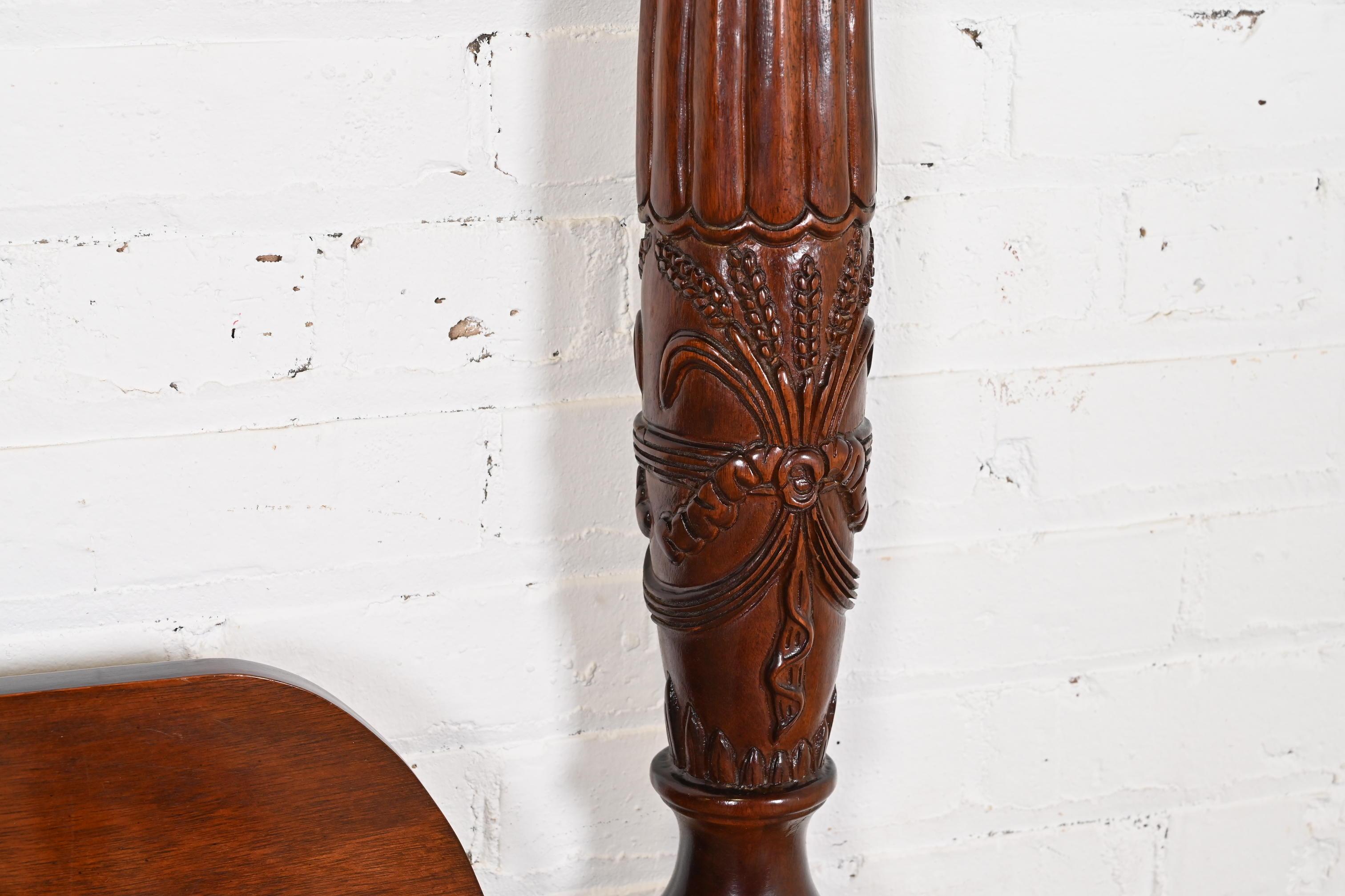 Baker Furniture Style Georgian Carved Mahogany King Size Poster Bed 2