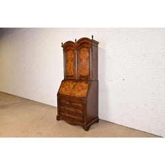 Baker Furniture Style Georgian Carved Walnut Drop Front Secretary Desk