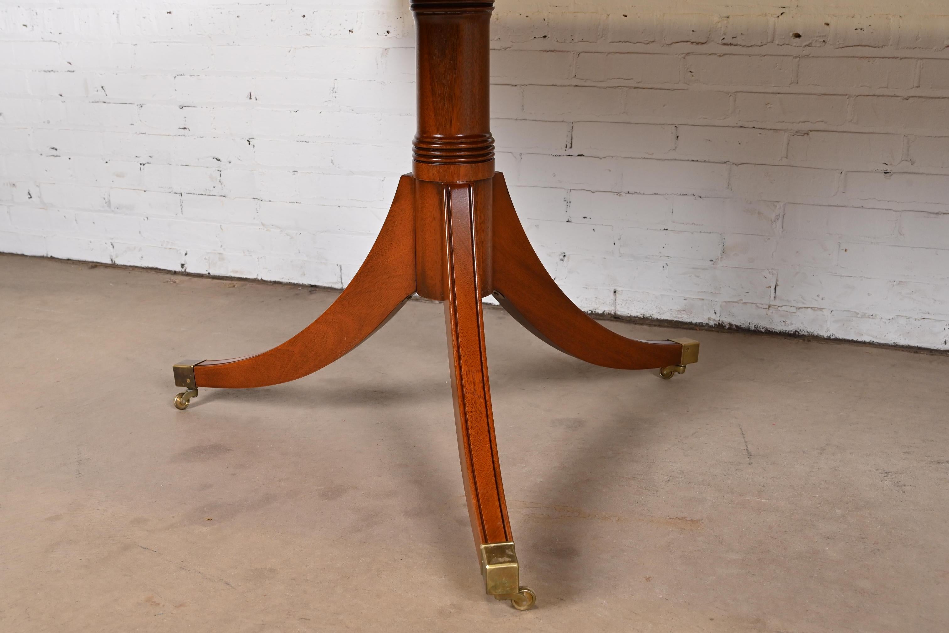 Baker Furniture Style Georgian Cherry Double Pedestal Dining Table, Refinished For Sale 3