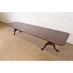 Baker Furniture Style Georgian Cherry Wood Dining Table, Newly Refinished