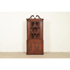 Baker Furniture Style Georgian Flame Mahogany Corner Cabinet, Circa 1940s