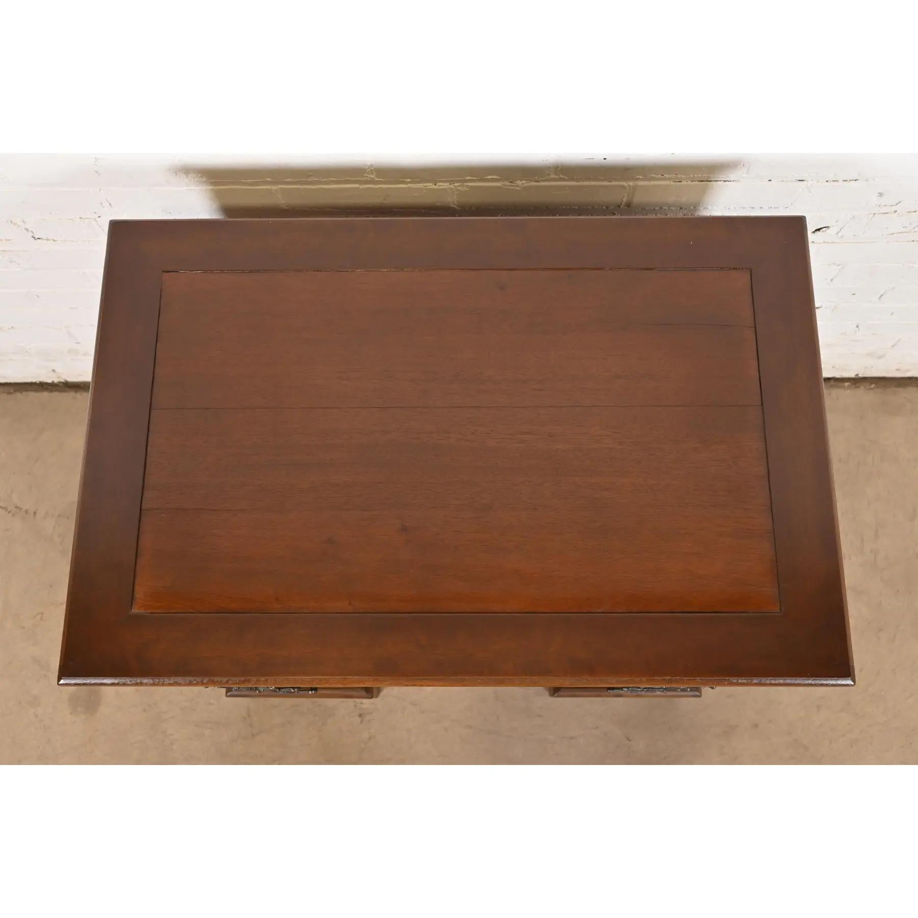 Baker Furniture Style Georgian Flame Mahogany Writing Desk, Circa 1940s For Sale 6