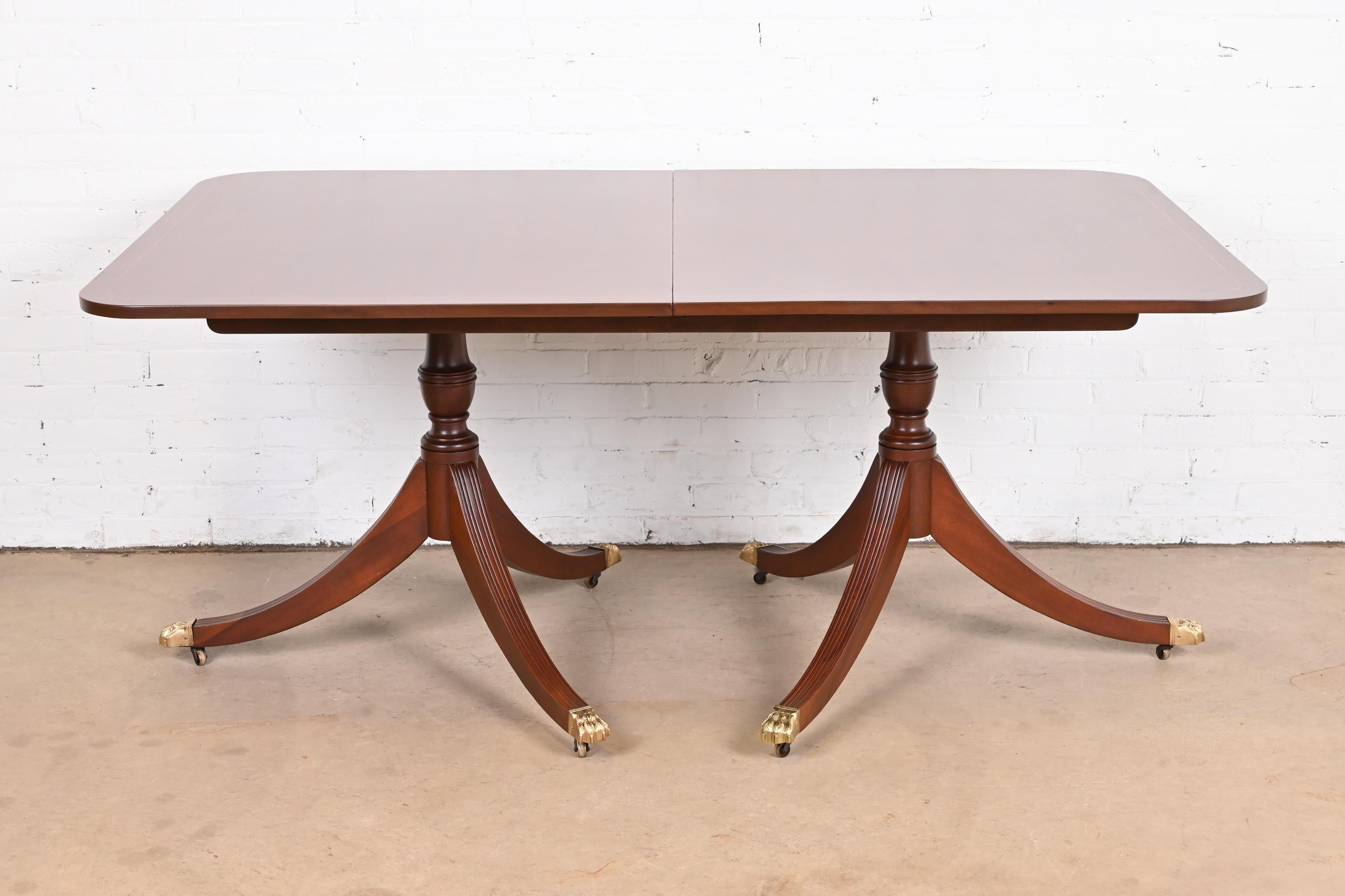 Baker Furniture Style Georgian Mahogany Double Pedestal Dining Table, Refinished 4