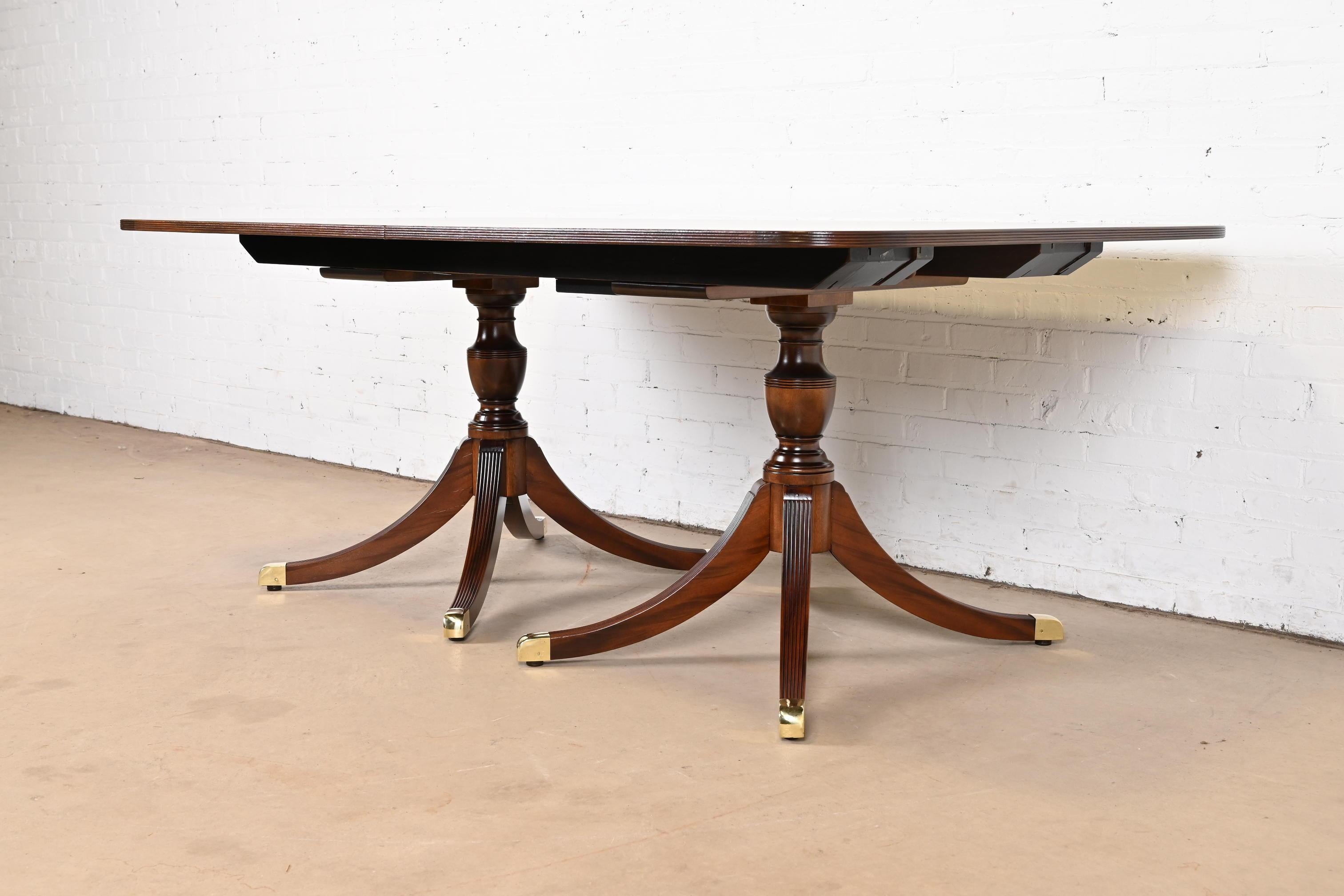 Baker Furniture Style Georgian Mahogany Double Pedestal Dining Table, Refinished 3