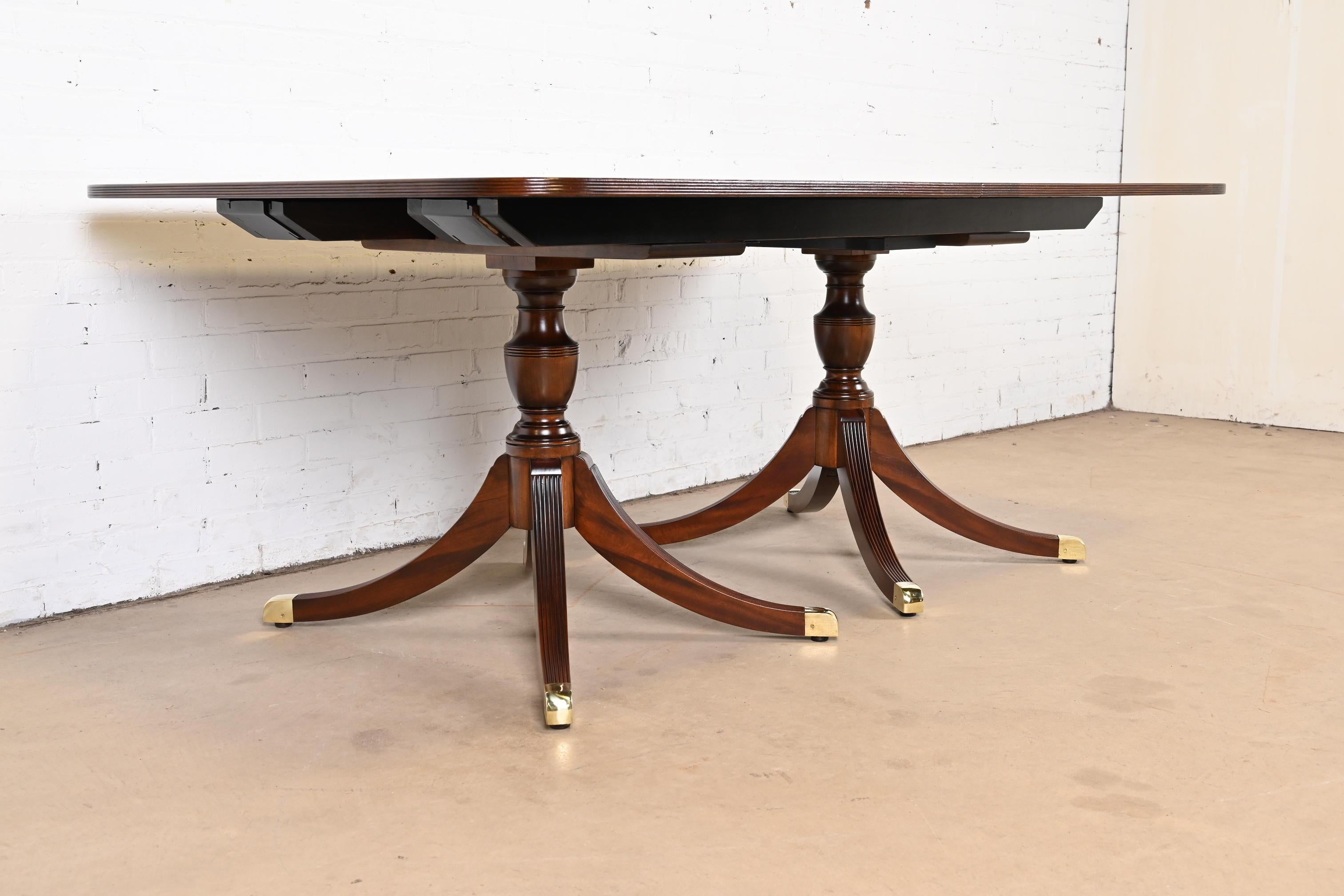 Baker Furniture Style Georgian Mahogany Double Pedestal Dining Table, Refinished 4