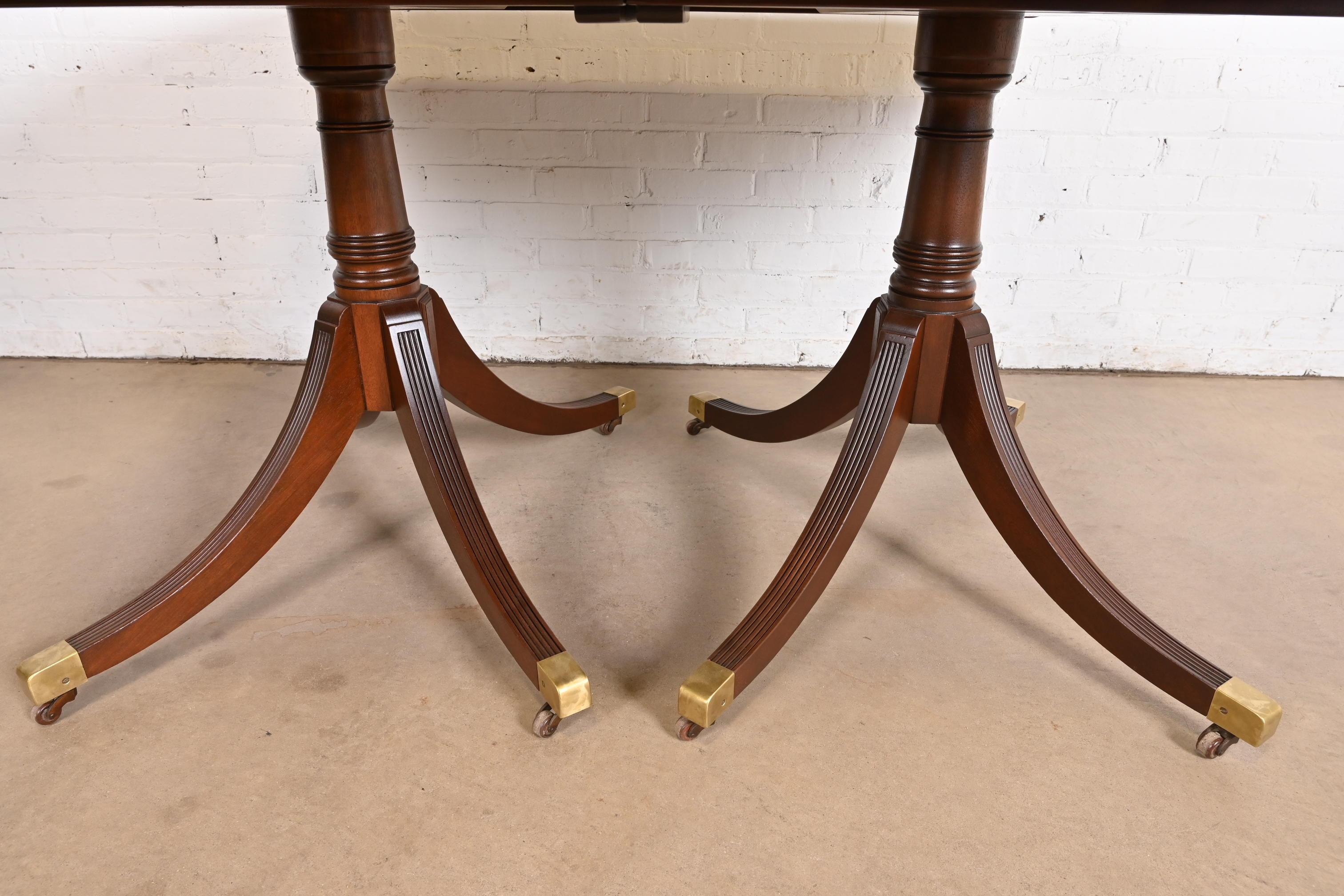 Baker Furniture Style Georgian Mahogany Double Pedestal Dining Table, Refinished 5