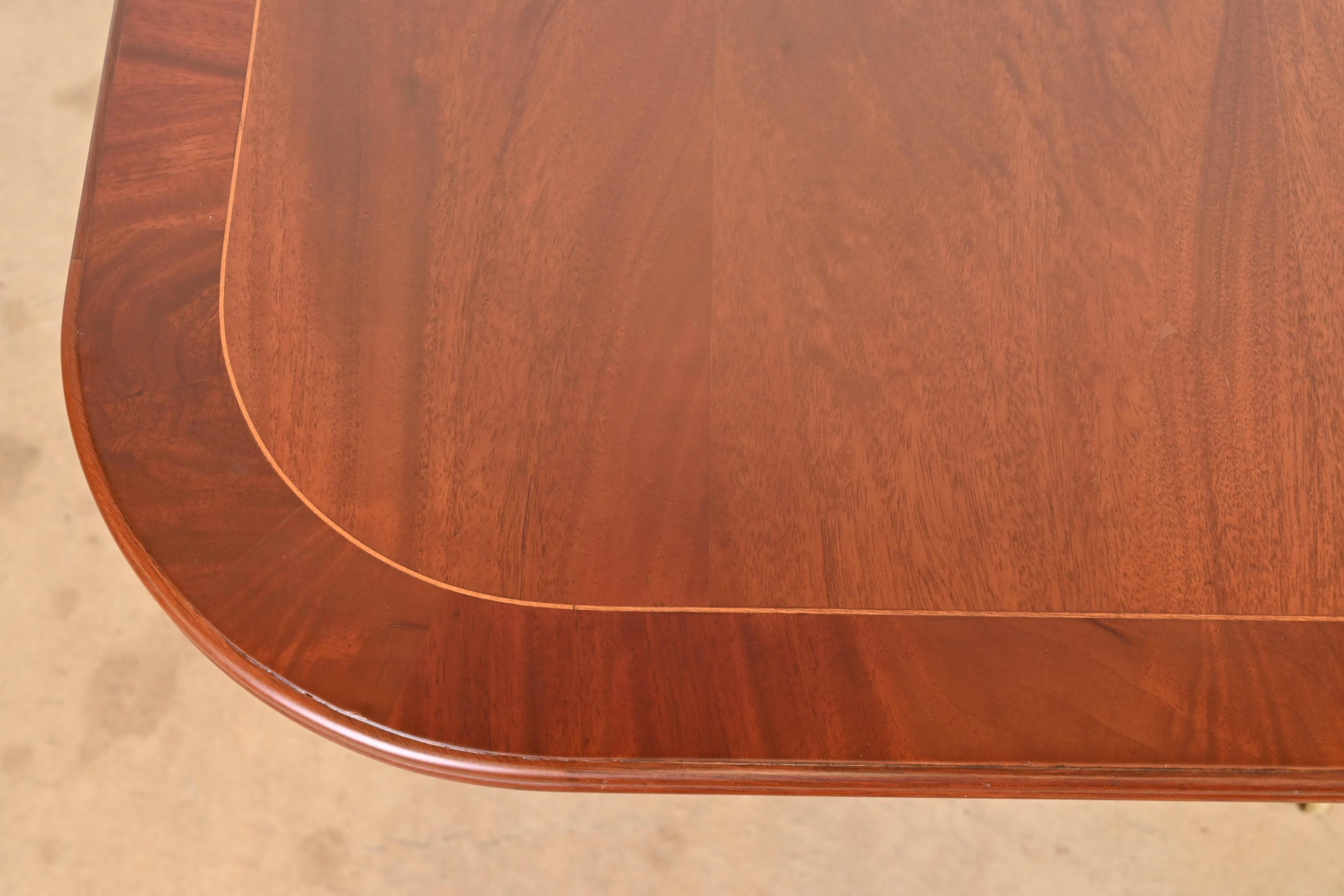 Baker Furniture Style Georgian Mahogany Double Pedestal Dining Table, Refinished 6