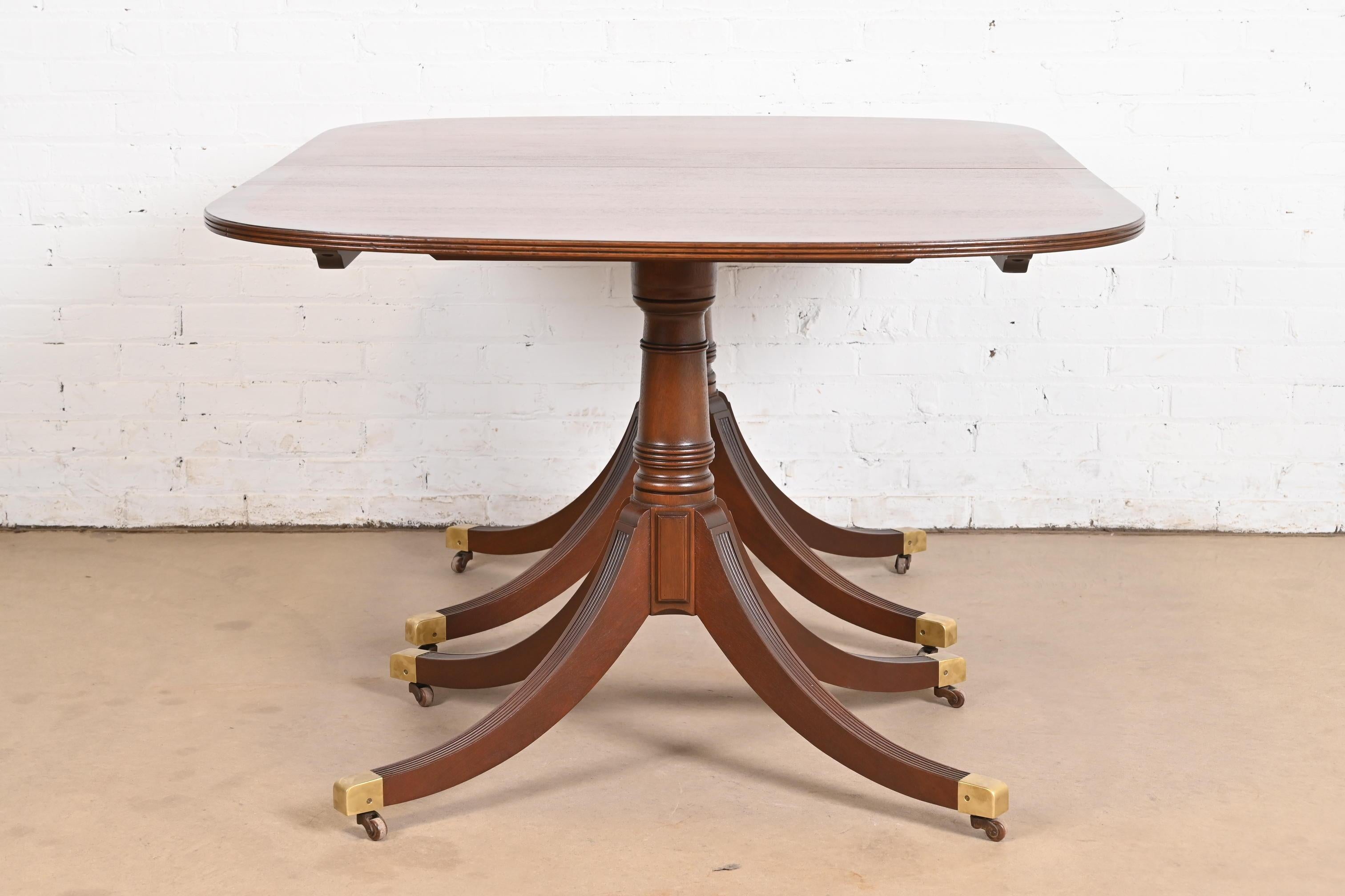 Baker Furniture Style Georgian Mahogany Double Pedestal Dining Table, Refinished 6