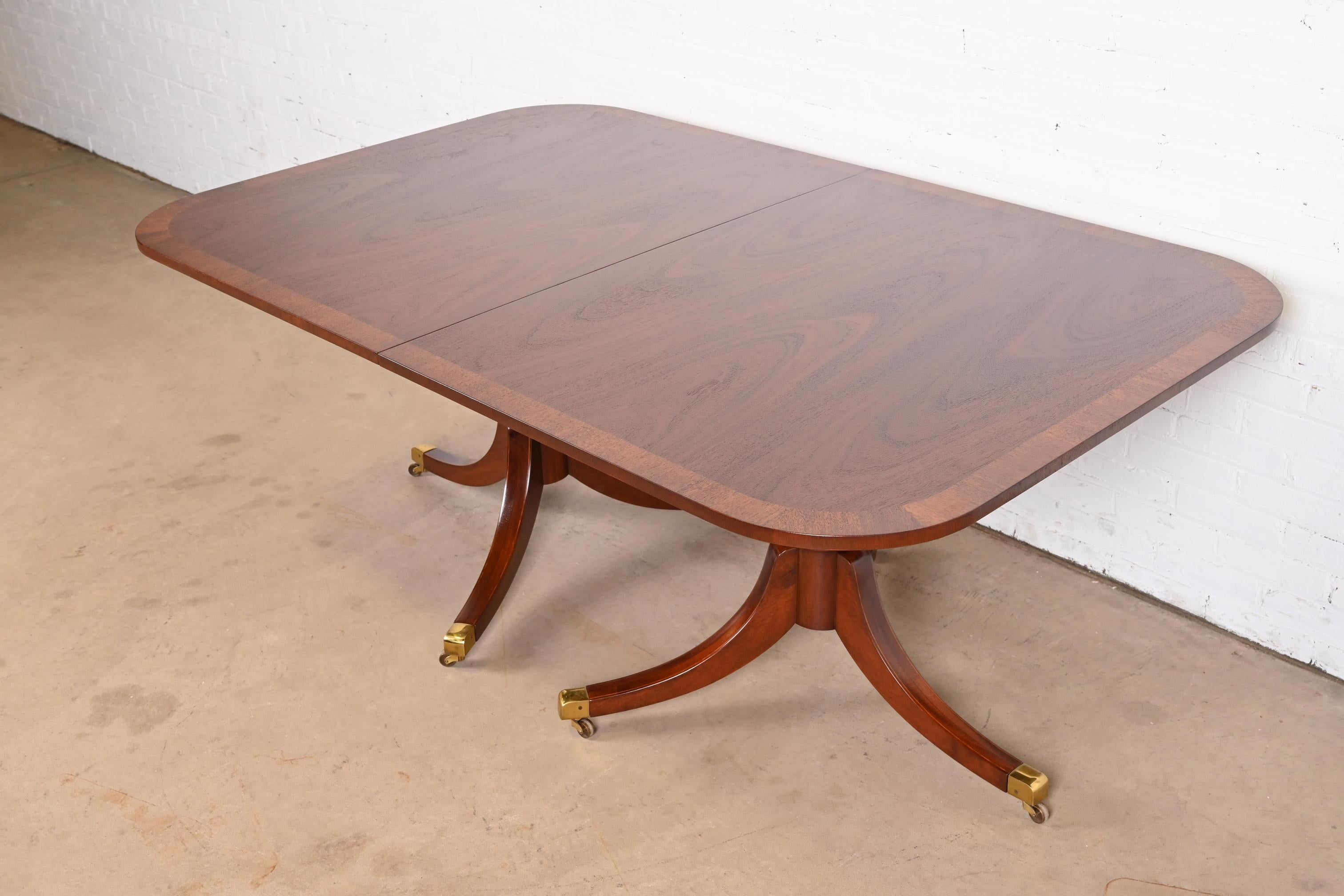 Baker Furniture Style Georgian Mahogany Double Pedestal Dining Table, Refinished For Sale 7