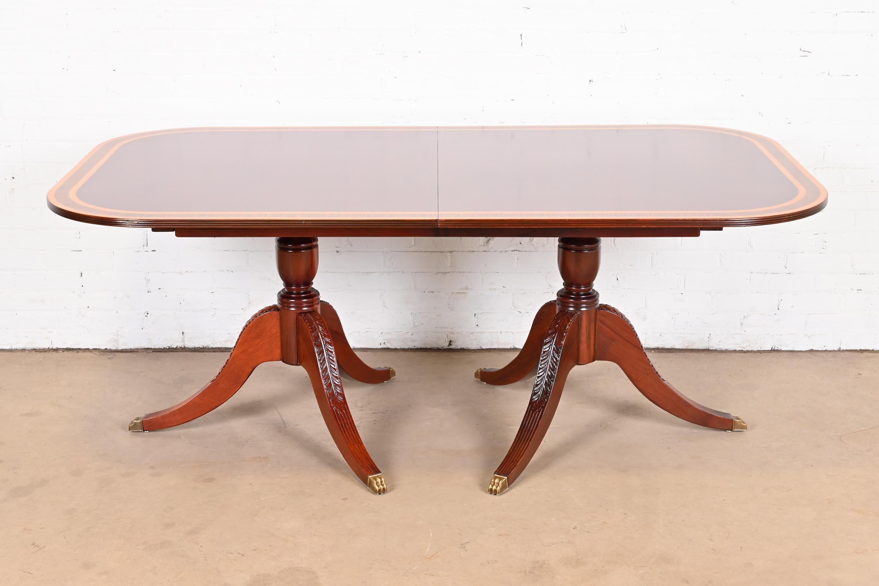 Baker Furniture Style Georgian Mahogany Double Pedestal Dining Table, Refinished 7