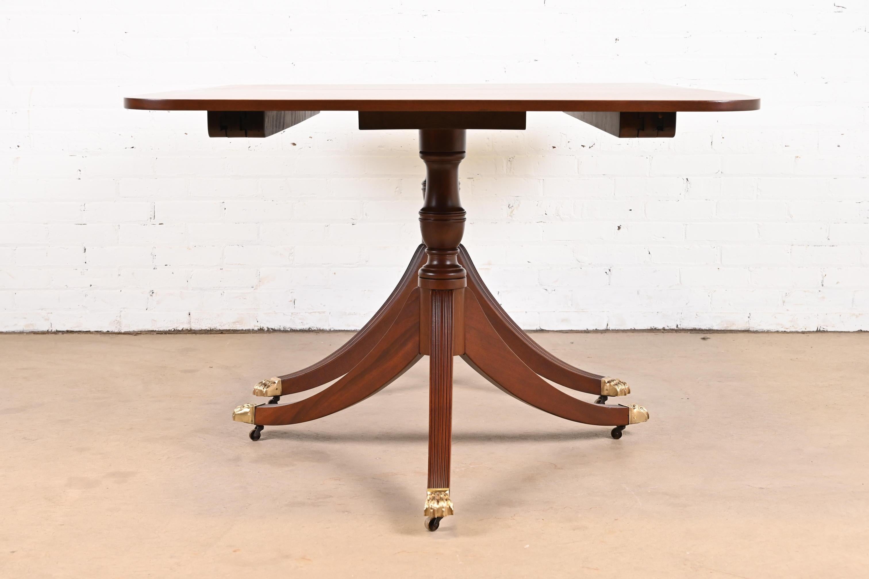 Baker Furniture Style Georgian Mahogany Double Pedestal Dining Table, Refinished 8