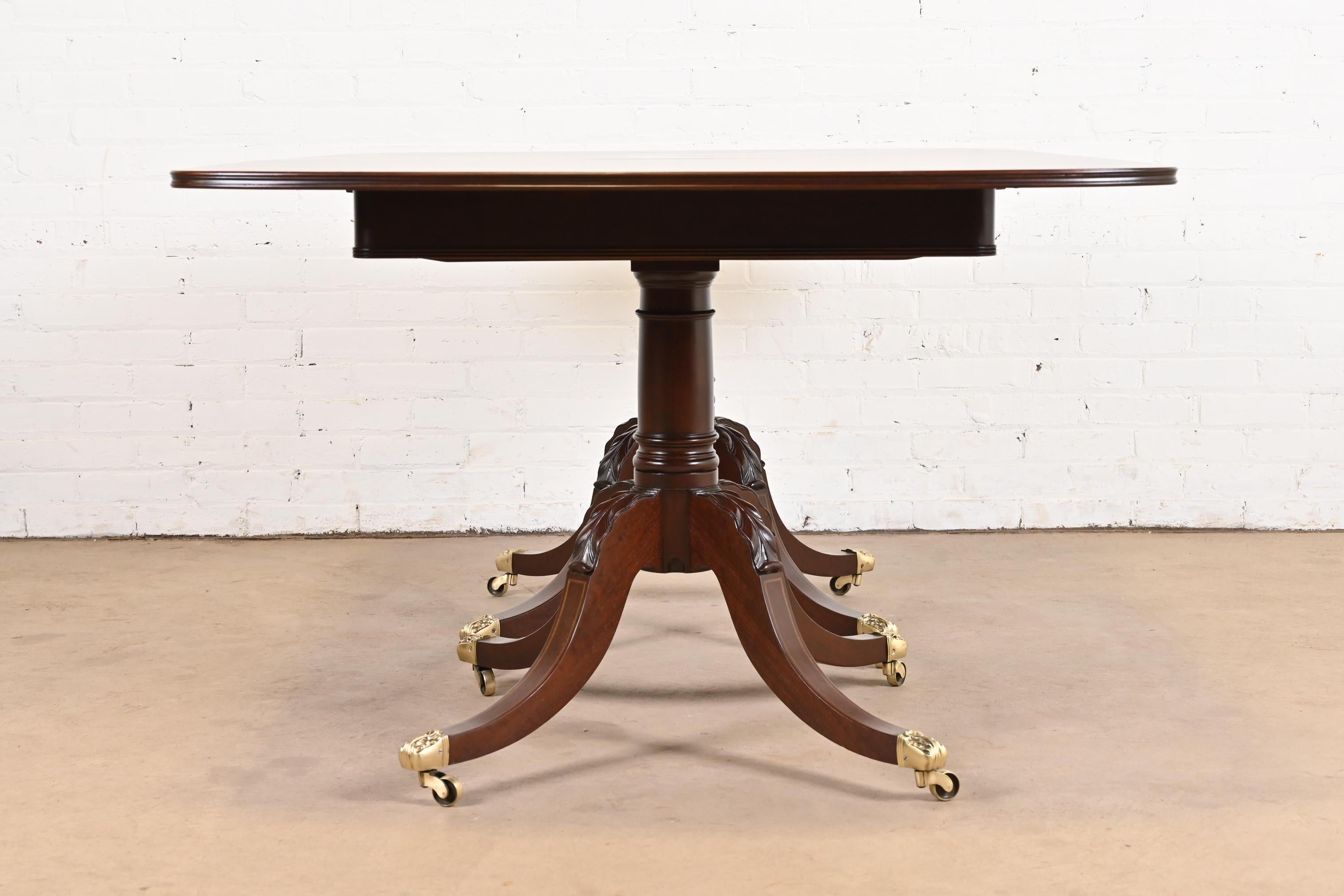 Baker Furniture Style Georgian Mahogany Double Pedestal Dining Table, Refinished 9
