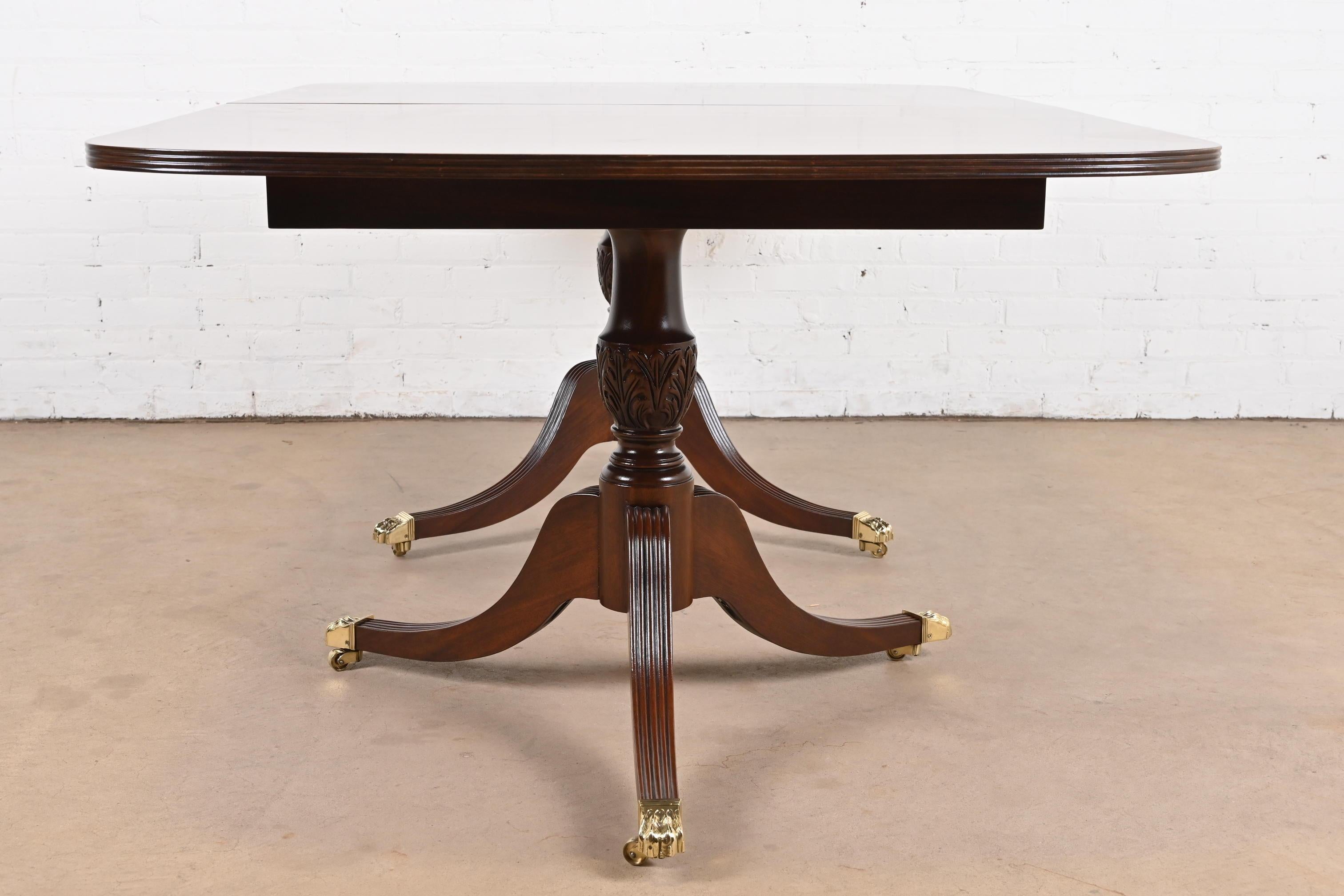 Baker Furniture Style Georgian Mahogany Double Pedestal Dining Table, Refinished For Sale 12