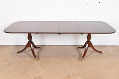Baker Furniture Style Georgian Mahogany Double Pedestal Dining Table, Refinished