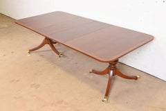Baker Furniture Style Georgian Mahogany Double Pedestal Dining Table, Refinished