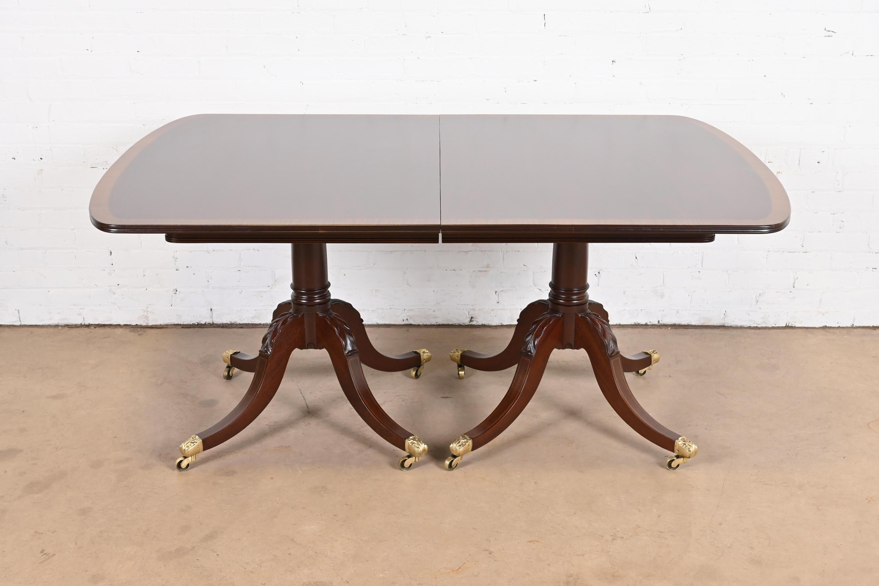 Baker Furniture Style Georgian Mahogany Double Pedestal Dining Table, Refinished 2