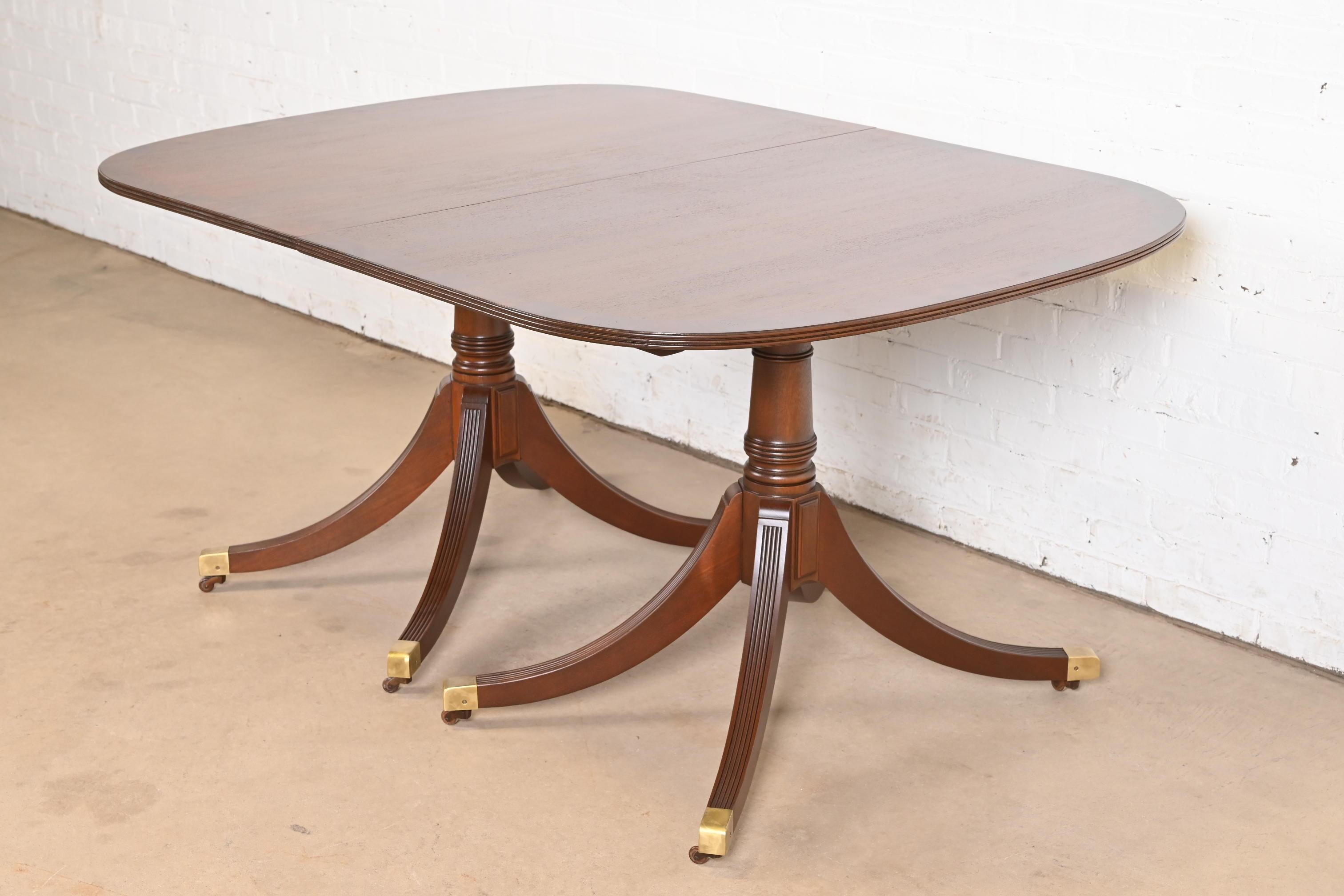 Baker Furniture Style Georgian Mahogany Double Pedestal Dining Table, Refinished 2
