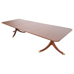 Baker Furniture Style Georgian Mahogany Double Pedestal Dining Table, Refinished