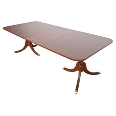 Vintage Baker Furniture Style Georgian Mahogany Double Pedestal Dining Table, Refinished