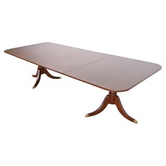 Baker Furniture Style Georgian Mahogany Double Pedestal Dining Table, Refinished