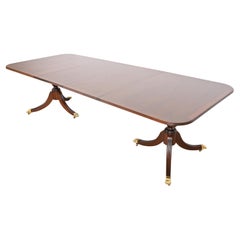Baker Furniture Style Georgian Mahogany Double Pedestal Dining Table, Refinished
