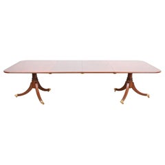 Baker Furniture Style Georgian Mahogany Double Pedestal Dining Table, Refinished