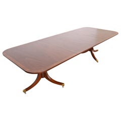 Baker Furniture Style Georgian Mahogany Double Pedestal Dining Table, Refinished