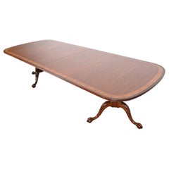 Baker Furniture Style Georgian Mahogany Double Pedestal Dining Table, Refinished