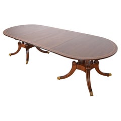 Baker Furniture Style Georgian Mahogany Double Pedestal Dining Table, Refinished
