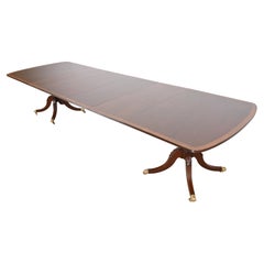 Baker Furniture Style Georgian Mahogany Double Pedestal Dining Table, Refinished