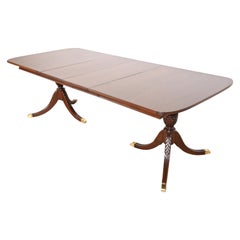 Baker Furniture Style Georgian Mahogany Double Pedestal Dining Table, Refinished