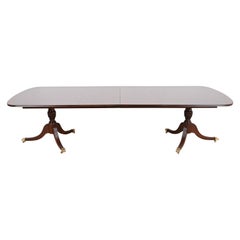 Baker Furniture Style Georgian Mahogany Double Pedestal Dining Table, Refinished