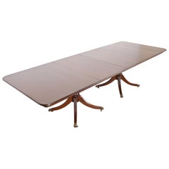 Baker Furniture Style Georgian Mahogany Double Pedestal Dining Table, Refinished