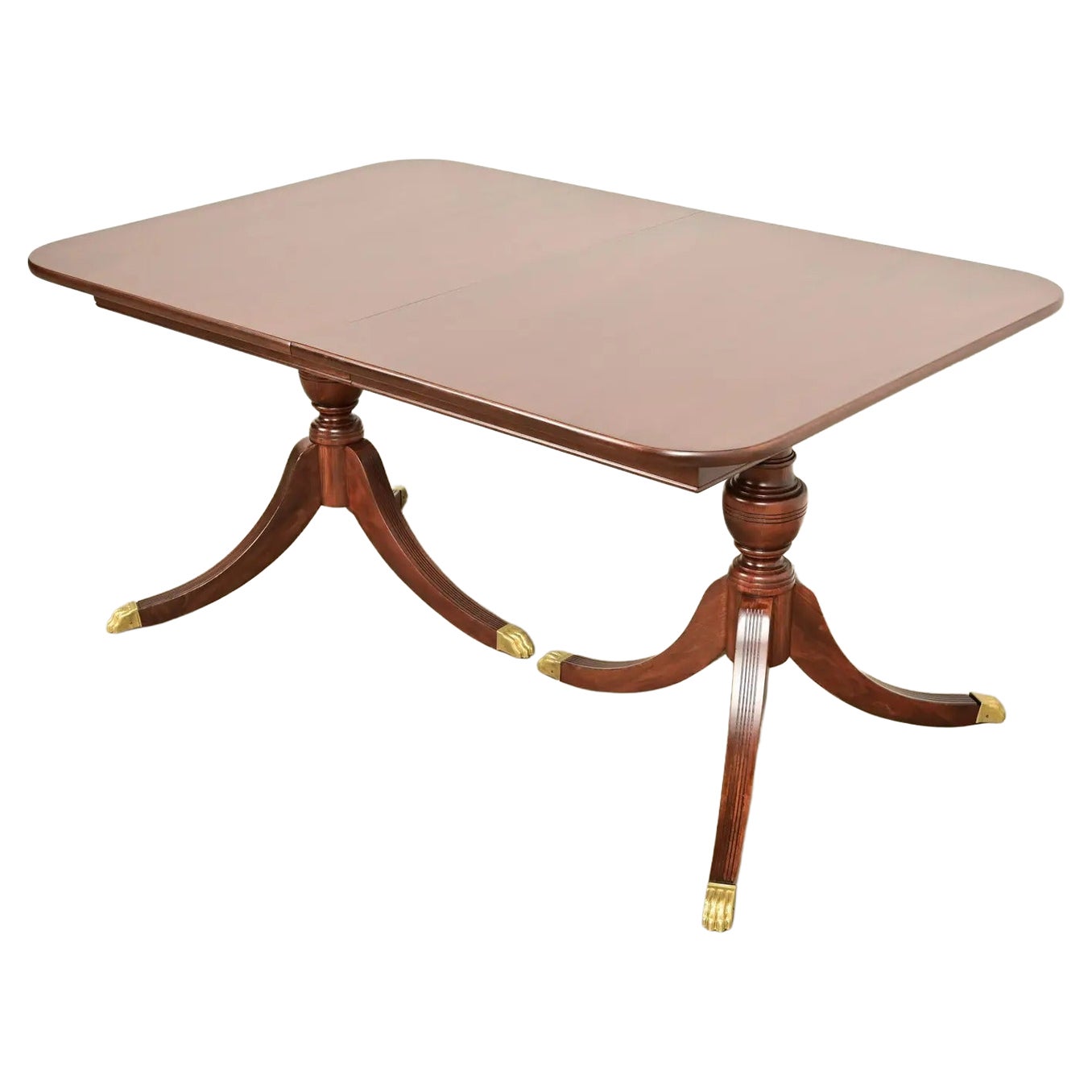 Baker Furniture Style Georgian Mahogany Double Pedestal Dining Table, Refinished