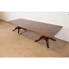 Baker Furniture Style Georgian Mahogany Extension Dining Table, Newly Refinished