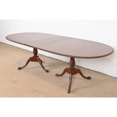 Baker Furniture Style Georgian Mahogany Extension Dining Table, Newly Refinished
