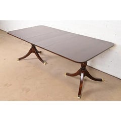 Baker Furniture Style Georgian Mahogany Extension Dining Table, Newly Refinished