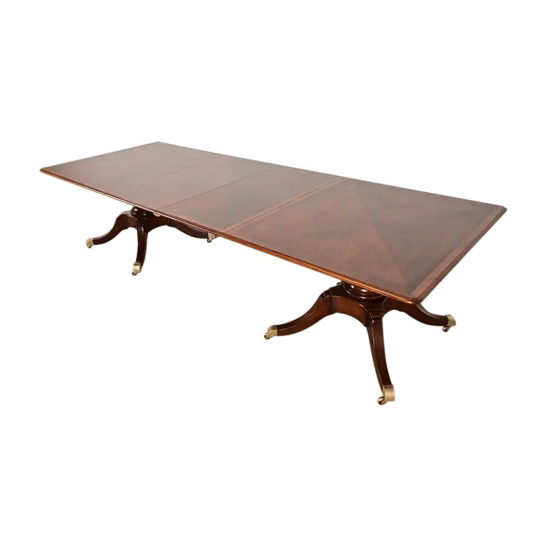 Baker Furniture Style Georgian Mahogany Extension Dining Table, Newly Refinished
