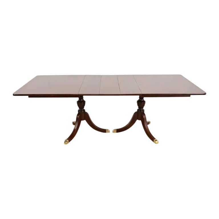 Baker Furniture Style Georgian Mahogany Extension Dining Table, Newly Refinished