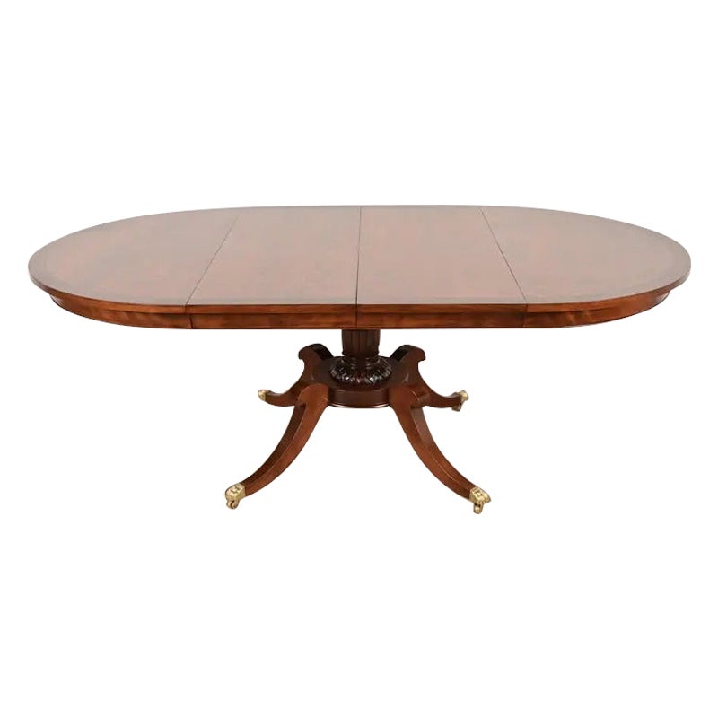 Baker Furniture Style Georgian Mahogany Extension Dining Table, Newly Refinished