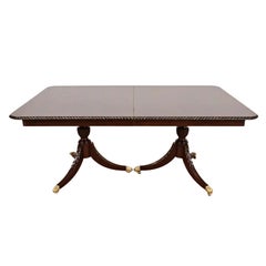Baker Furniture Style Georgian Mahogany Extension Dining Table, Newly Refinished