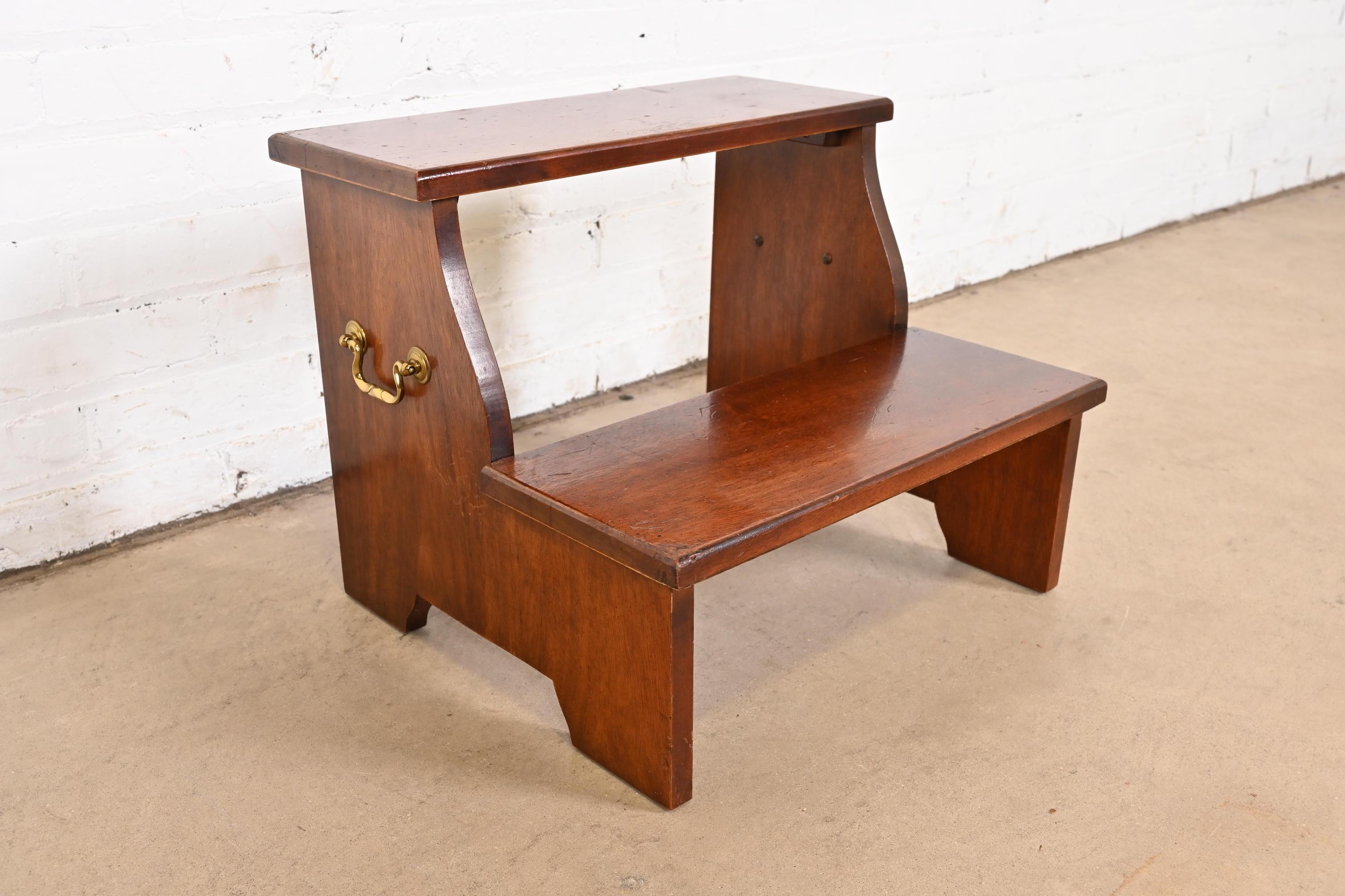 American Baker Furniture Style Georgian Mahogany Library Steps or Bedside Steps